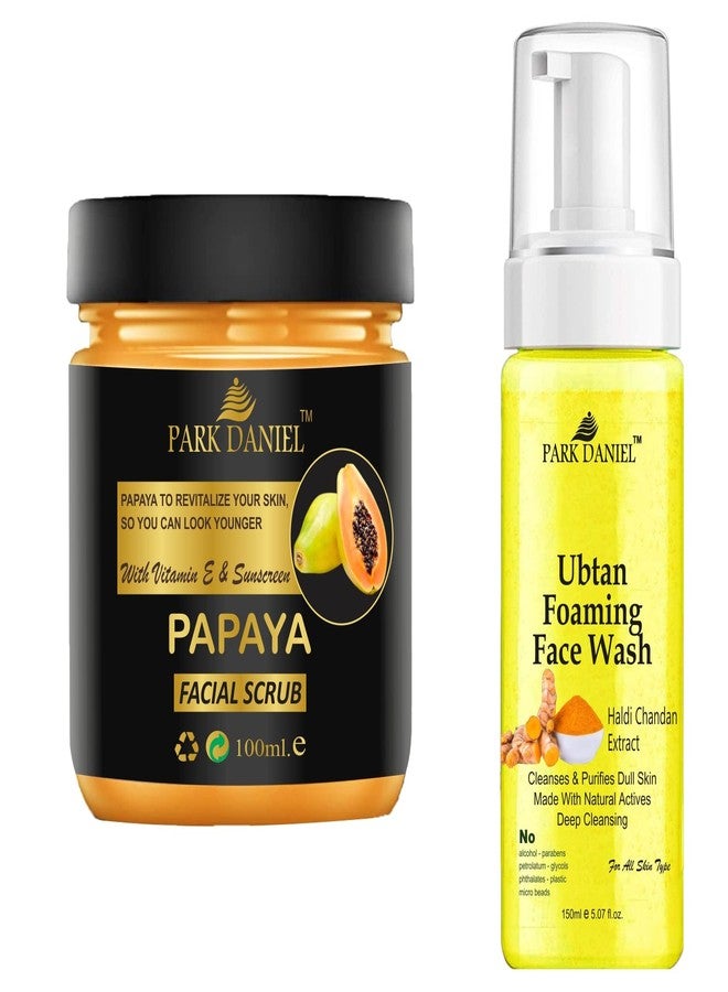 Park Daniel Papaya Scrub and Ubtan Face Wash For Blackheads Removal | Smooth Skin Brightening Combo Pack of 2 (250 ML) - Image 1