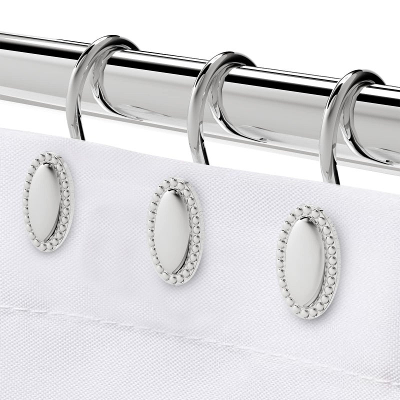iToplin Shower Curtain Hooks Chrome Set of 12 Rust Resistant Zinc Alloy Decorative Shower Curtain Rings