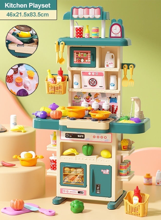 Kids Kitchen Playset 83cm High Kids Kitchen Toy Set Rich Realistic Details Include Steam Light Sound Play Sink Pretend Play Toys Kitchen Toys for Toddlers 43pcs Accessories Learning Gift for Girls & Boys Pretend Food Toys Ideal Gift for Kids Aged 3+ - Image 1