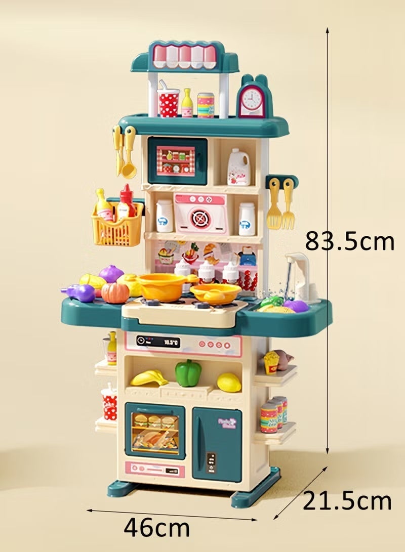 Kids Kitchen Playset 83cm High Kids Kitchen Toy Set Rich Realistic Details Include Steam Light Sound Play Sink Pretend Play Toys Kitchen Toys for Toddlers 43pcs Accessories Learning Gift for Girls & Boys Pretend Food Toys Ideal Gift for Kids Aged 3+ - Image 2