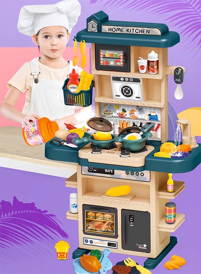Kids Kitchen Playset 83cm High Kids Kitchen Toy Set Rich Realistic Details Include Steam Light Sound Play Sink Pretend Play Toys Kitchen Toys for Toddlers 43pcs Accessories Learning Gift for Girls & Boys Pretend Food Toys Ideal Gift for Kids Aged 3+ - Image 4