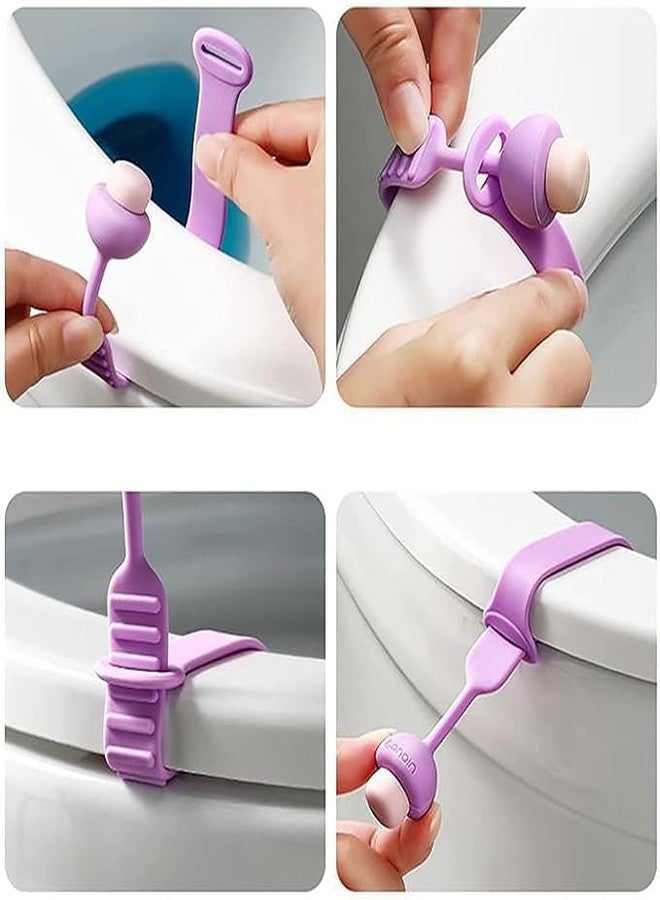 CLICKSWIFT Mushroom Toilet Seat Lifter Silicone Toilet Seat Cushion Handle Adjustable Buckle Closestool Lift Handle Avoid Touching Toilet Cover Lifter Toilet Lid for Bathroom Multicolour (4PCS) - Image 3