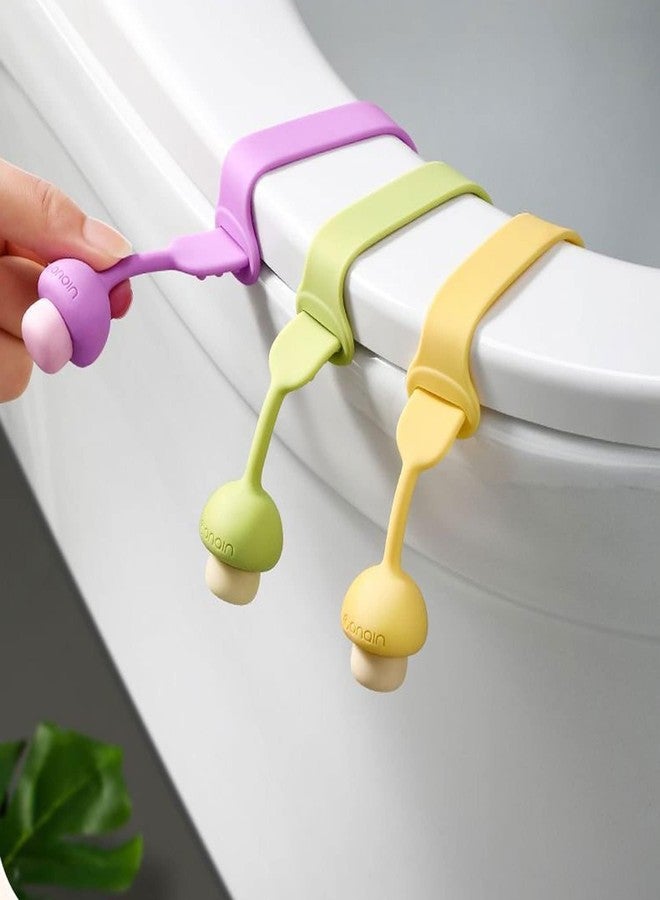 CLICKSWIFT Mushroom Toilet Seat Lifter Silicone Toilet Seat Cushion Handle Adjustable Buckle Closestool Lift Handle Avoid Touching Toilet Cover Lifter Toilet Lid for Bathroom Multicolour (4PCS) - Image 1