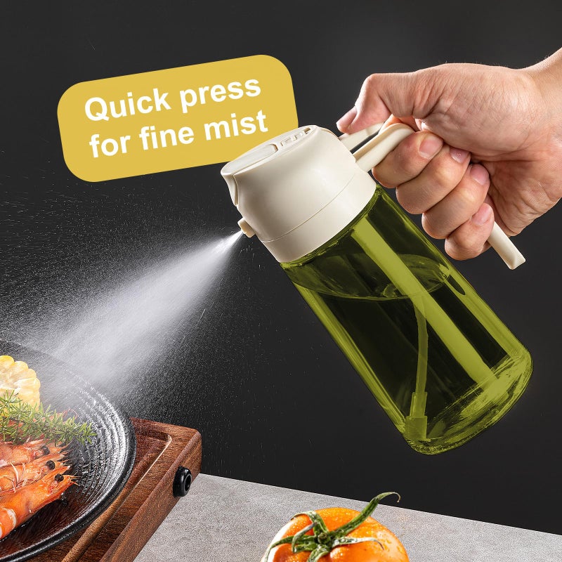 CXINYI - 16oz/470ml Olive Oil Dispenser for Kitchen with Stickers - 2 in 1 Olive Oil Sprayer for Cooking, Air Fryer, and Salad, White (Light-Proof Kitchen Gadget) - Image 4