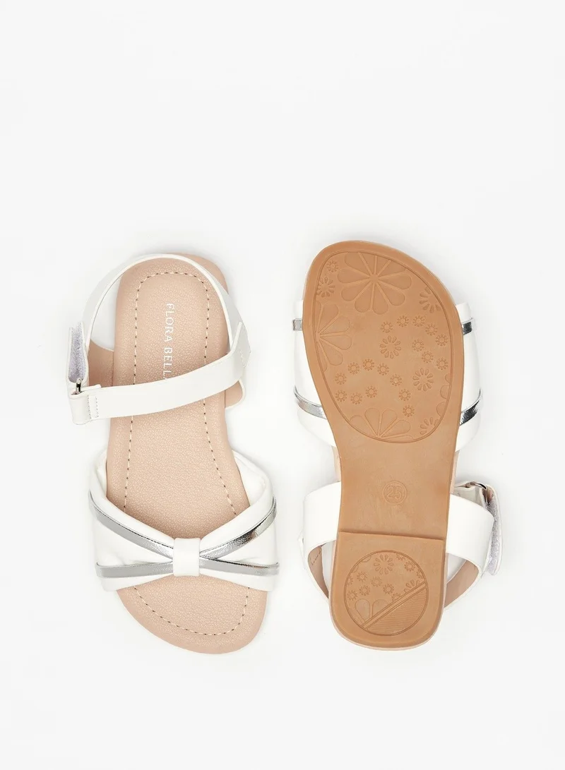 فلورا بيلا Solid Open Toe Sandals with Hook and Loop Closure