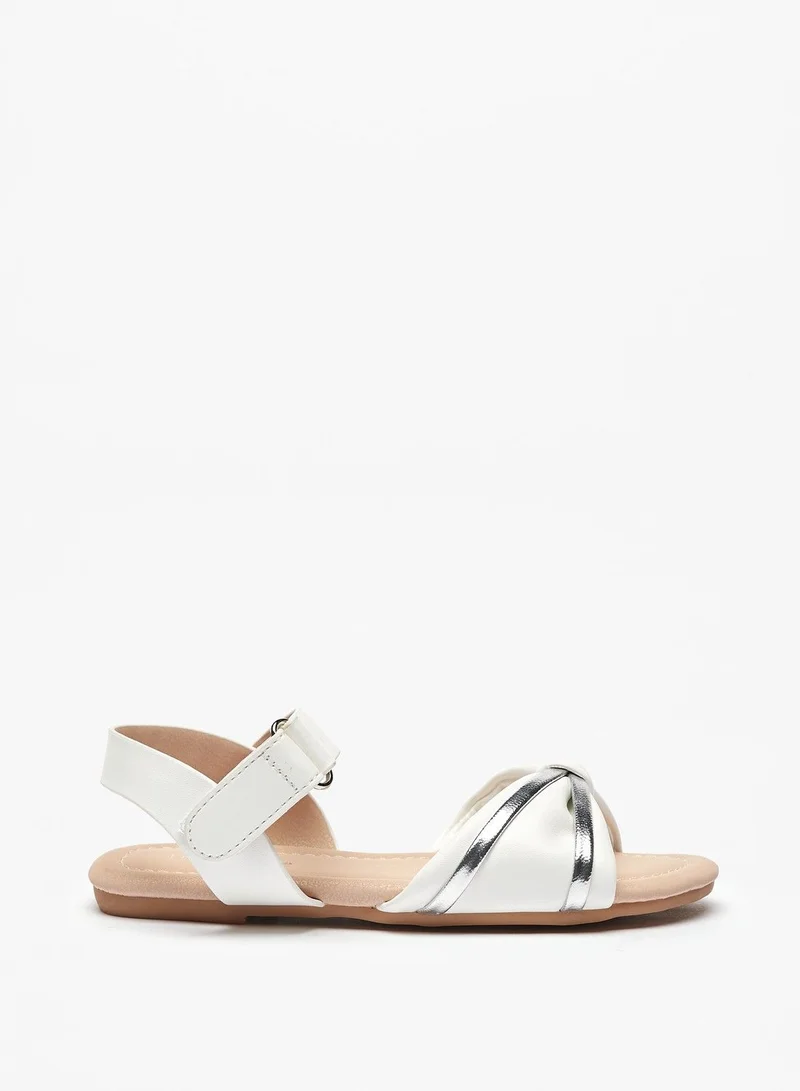 فلورا بيلا Solid Open Toe Sandals with Hook and Loop Closure