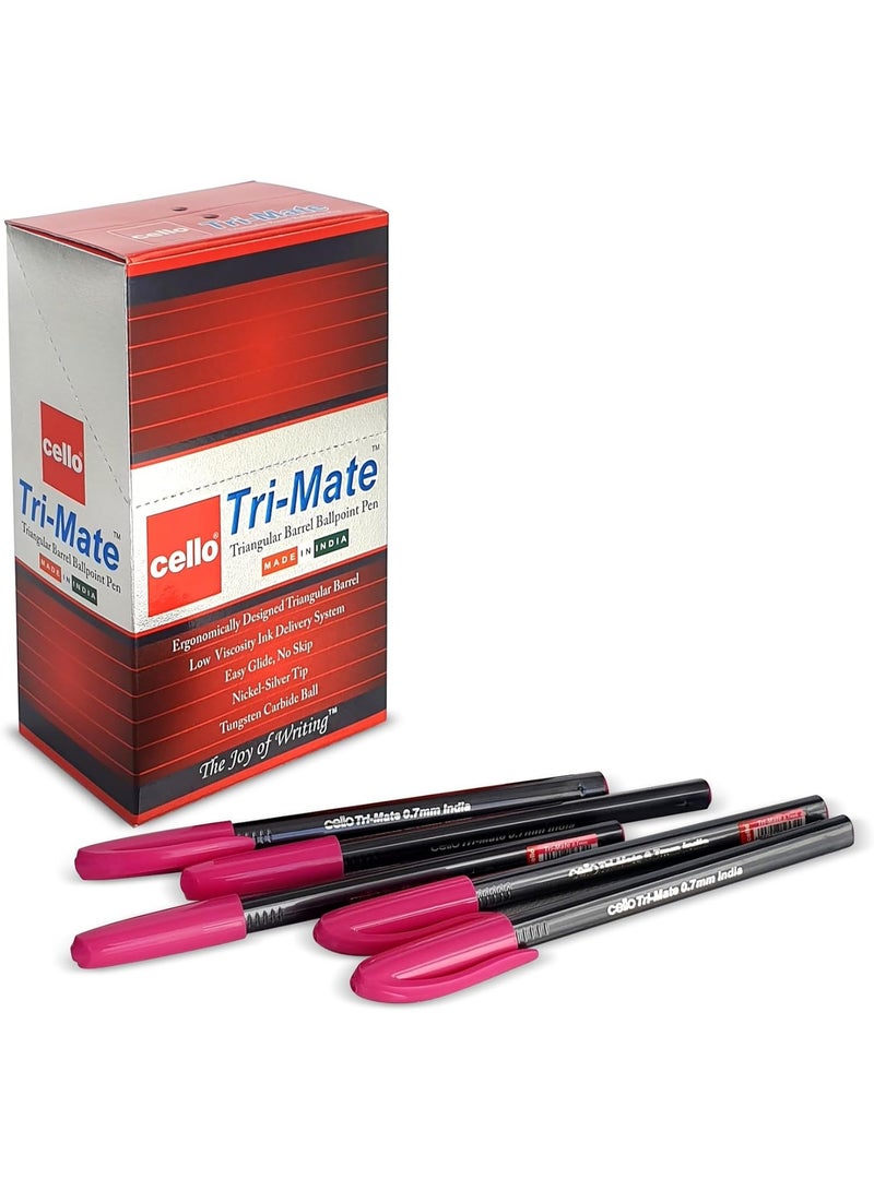 Cello 50-Piece Trimate Ballpoint Pen 0.7mm Tip Pink Ink - Image 1