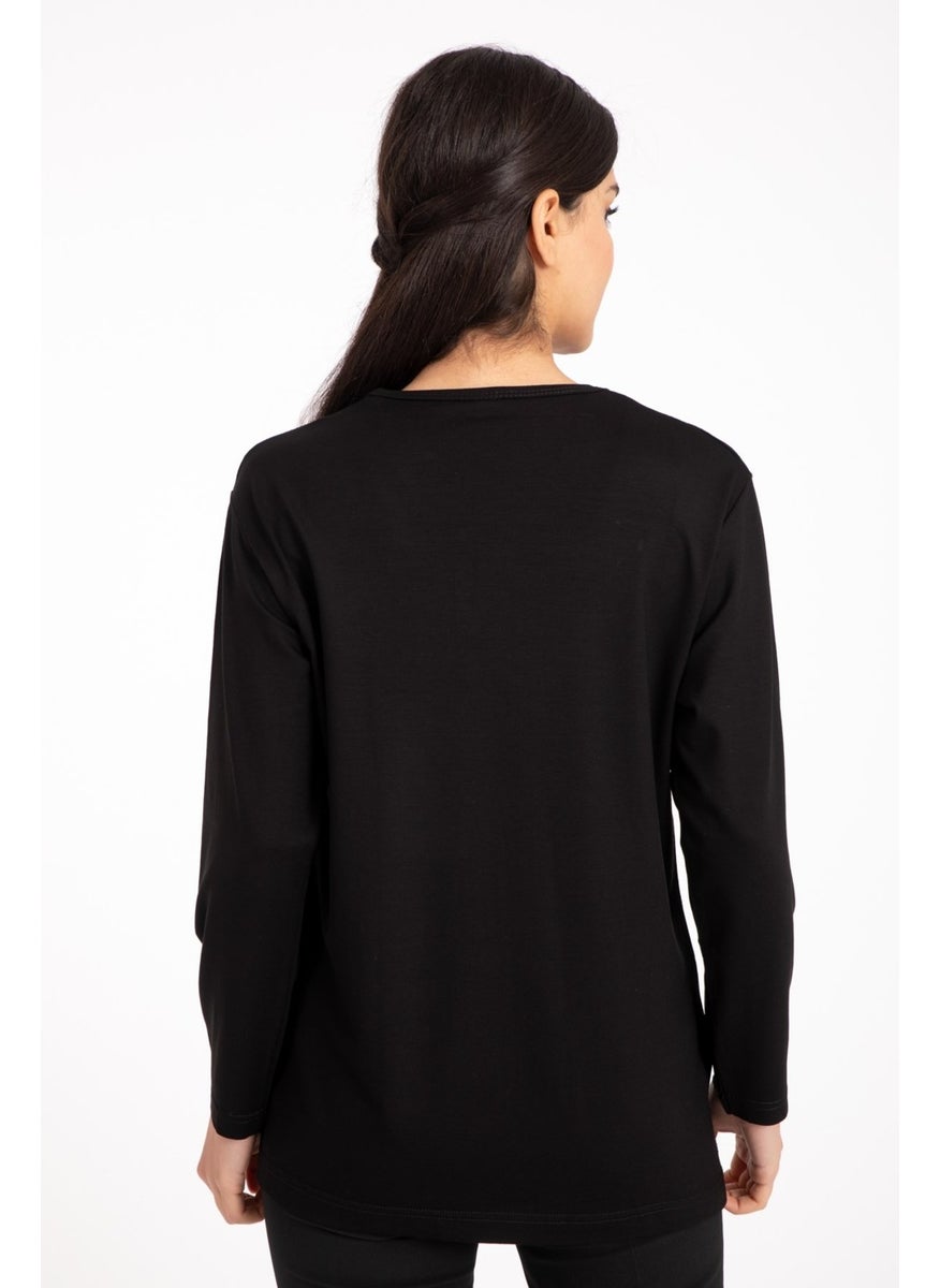 Mutlu City - Women Middle Age and Above V Neck Lycra Viscose Mother Combed Cotton Blouse 140 - Image 1