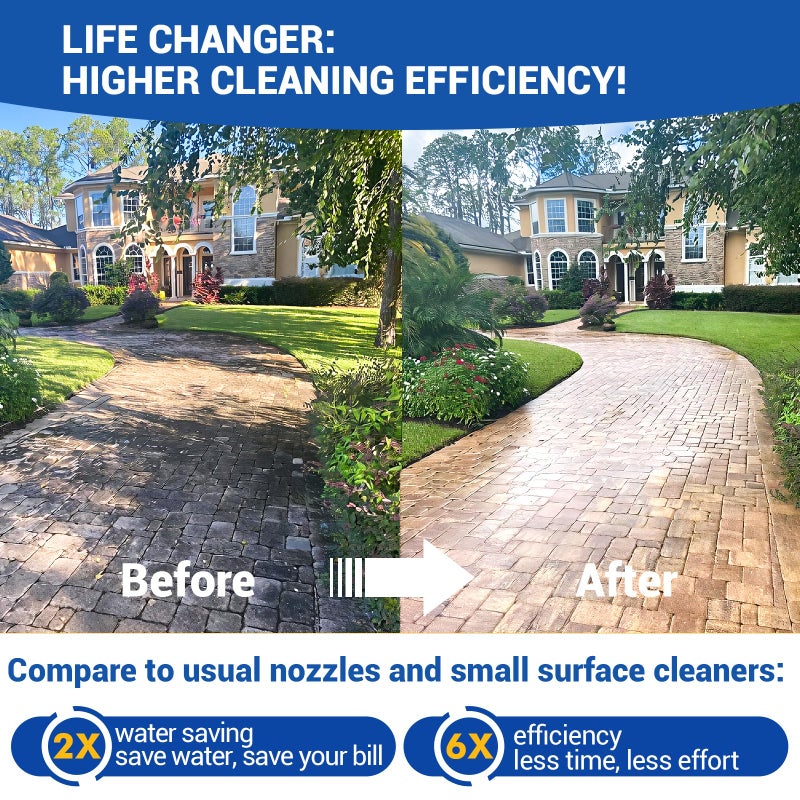 MEKOH 14" Pressure Washer Surface Cleaner 4500PSI, 4 Wheels Stainless Steel Power Washer Attachment for Driveway Sidewalk Patio Concrete, 1/4'' Quick-Connect, 1 Extension Wand & 2 Replacement Nozzles - Image 3