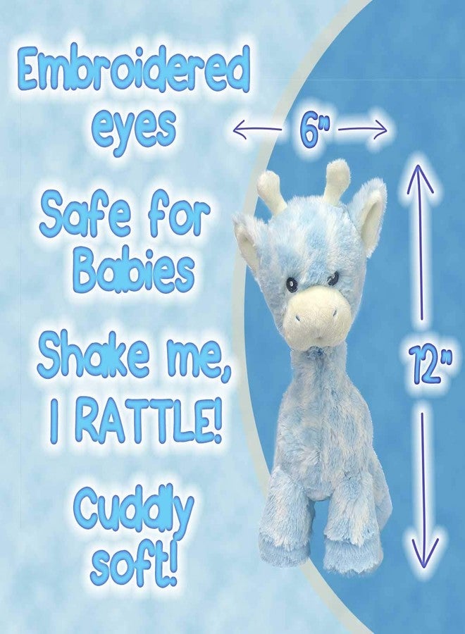 ebba Loppy Giraffe Plush Stuffed Animal with Rattle for Baby (Blue) - Image 5
