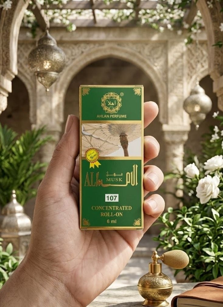 أهلاً زيت عطري مركز من المسك من أهلان 107 (6 مل) - خالٍ من الكحول، يدوم طويلاً، برائحة المسك، رول أون - Image 2