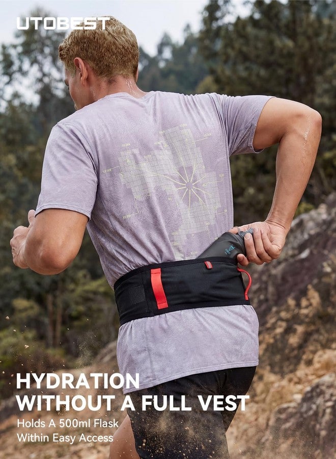 UTOBEST Running Belt for Men & Women, Bounce-Free Running Waist Pack Fits All Phones, 4-Pocket No Zipper Trail Running Belt Fits 500ml Soft Flask, Pole Carry Straps for Race, Trail (B7 Pro-Black, XL) - Image 4