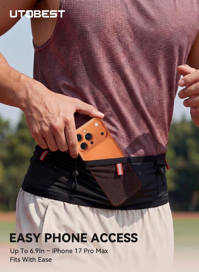 UTOBEST Running Belt for Men & Women, Bounce-Free Running Waist Pack Fits All Phones, 4-Pocket No Zipper Trail Running Belt Fits 500ml Soft Flask, Pole Carry Straps for Race, Trail (B7 Pro-Black, XL) - Image 2