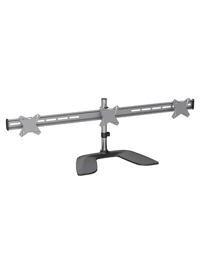 Skilltech SH T03, Single Pole Triple Screen Aluminium Desktop Articulating Monitor Arm, Max.Capacity (per screen): 8kg, Max vesa 100x100, Matte Black, Monitor Mount - Image 1