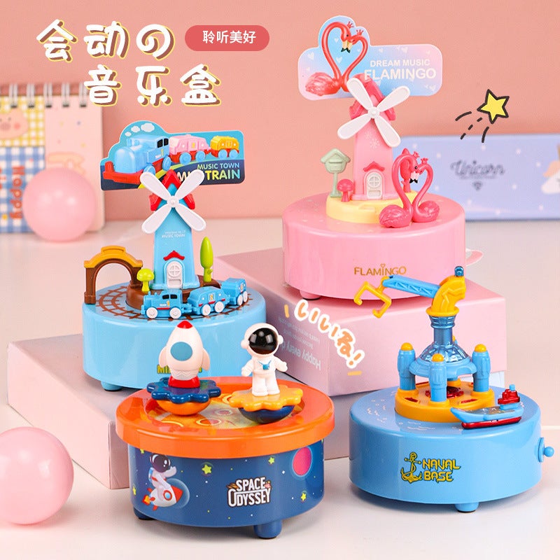 Shake The Sound Of The Same Children'S Rotating Music Box Creative Cartoon Music Box Chain Merry-Go-Round Gift Toy Stall - Image 2