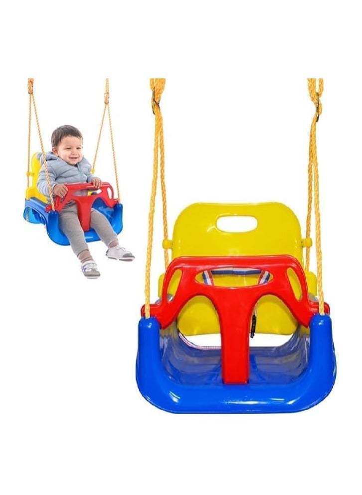 بونكا مقعد أرجوحة للأطفال 3 في 1 متعدد الوظائف للملعب والفناء الخلفي والأماكن الداخلية والخارجية لون ازرق من بونكا - Image 1