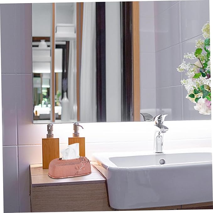 TENDULA Vintage Gold Tissue Box Holder,Luxury Facial Napkin Holder,Toilet Paper Holder for Home Office Bathroom Car Automotive Decor. (Rose Oval Tissue) - Image 2