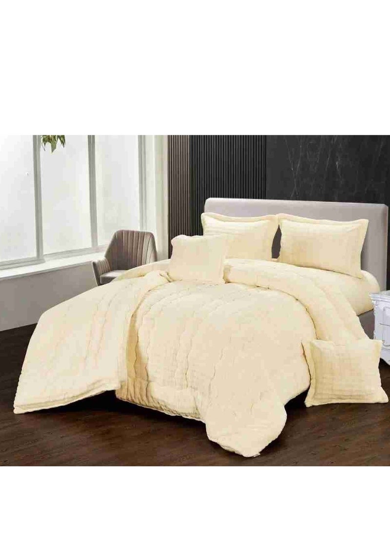 Xi Duo Duo Winter double bedspread, embroidered with soft velvet and luxurious fur to give you warmth and add beauty and elegance to your room, size220*240 cm - Image 1