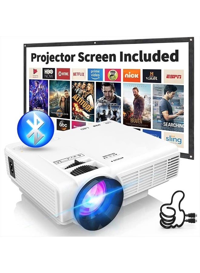 Projector 2023 Updated Mini Projector with Bluetooth and Projector Screen, 9500Lumens Full HD 1080P Supported Portable Video-Projector, Home Theater Movie Projector Compatible with HDMI,USB,AV,Laptop,Smartphone - Image 1
