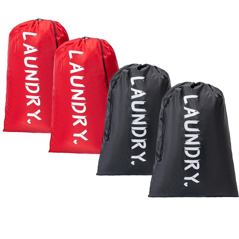 Aegero 4 Pack Xl Travel Laundry Bag, Machine Washable Dirty Clothes Organizer With Drawstring,Large Enough To Hold 4 Loads Of Laundry, Easy Fit A Laundry Hamper Or Basket Travel Essentials 24"" X 36"" - Image 1