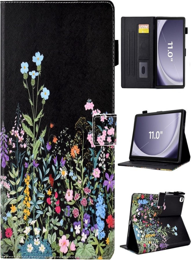 BYCeKe Case for Samsung Galaxy Tab A9+/A9 Plus 11 inch 2023 (SM-X210/X216/X218), PU Leather Multi Angle Stand Cover Slim Folio Protective Case for Galaxy Tab A9 Plus, Auto Wake/Sleep, Flowers - Image 1