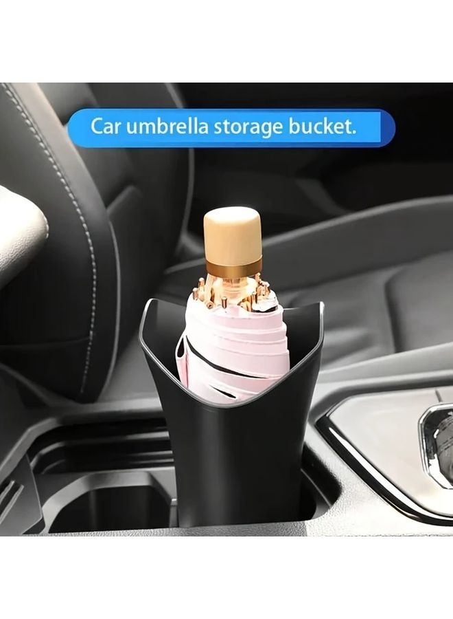 Black Car Trash Can And Foldable Umbrella Holder With Cup Holder Storage Organizer - Image 4