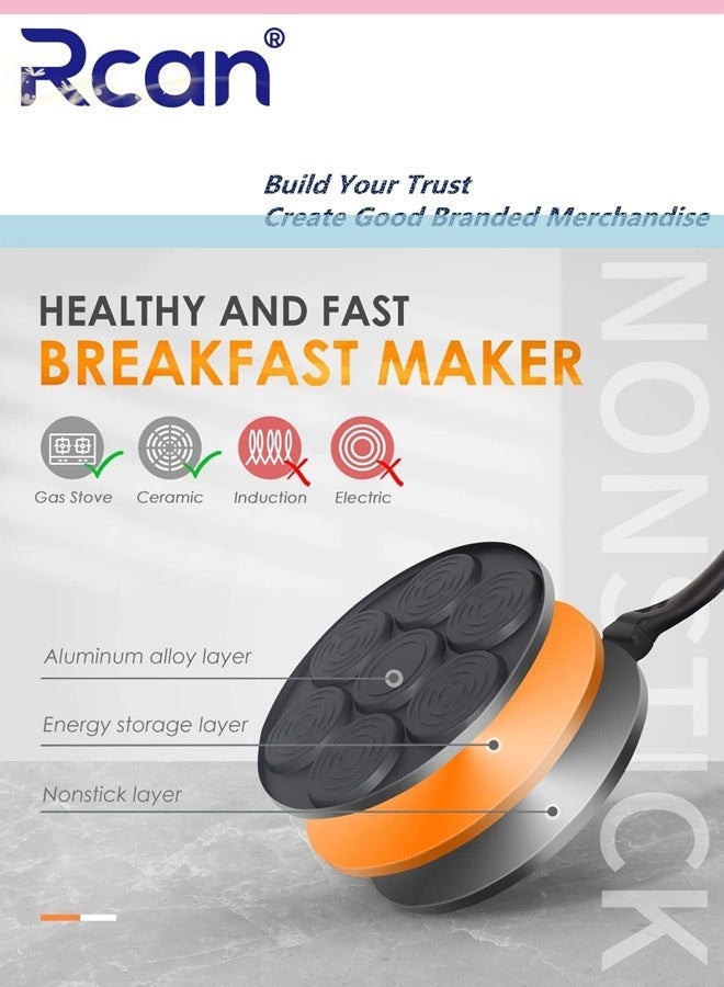 ركان مقلاة فطائر غير لاصقة بتصميم 7 قوالب، صانعة فطائر صغيرة مع طلاء خالٍ من حمض بيرفلورو الأوكتانويك، مقلاة فطائر كريب للأطفال متوافقة مع الغاز - Image 5