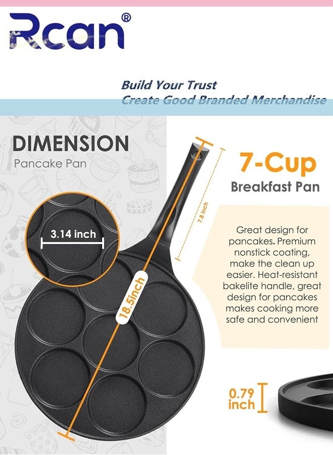 ركان مقلاة فطائر غير لاصقة بتصميم 7 قوالب، صانعة فطائر صغيرة مع طلاء خالٍ من حمض بيرفلورو الأوكتانويك، مقلاة فطائر كريب للأطفال متوافقة مع الغاز - Image 2