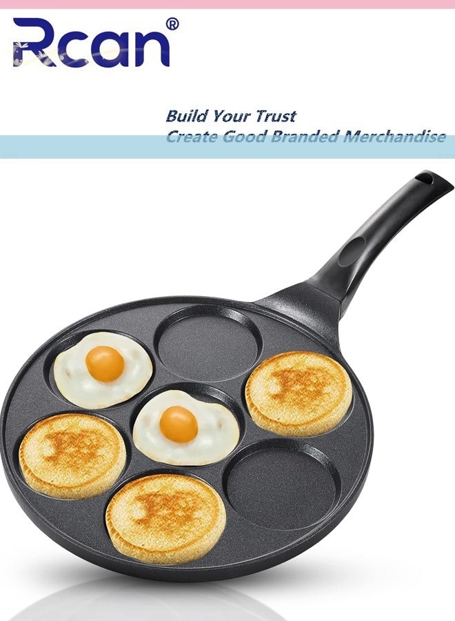 ركان مقلاة فطائر غير لاصقة بتصميم 7 قوالب، صانعة فطائر صغيرة مع طلاء خالٍ من حمض بيرفلورو الأوكتانويك، مقلاة فطائر كريب للأطفال متوافقة مع الغاز - Image 1