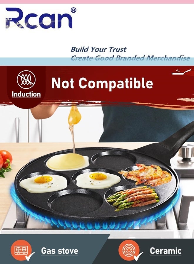 ركان مقلاة فطائر غير لاصقة بتصميم 7 قوالب، صانعة فطائر صغيرة مع طلاء خالٍ من حمض بيرفلورو الأوكتانويك، مقلاة فطائر كريب للأطفال متوافقة مع الغاز - Image 4