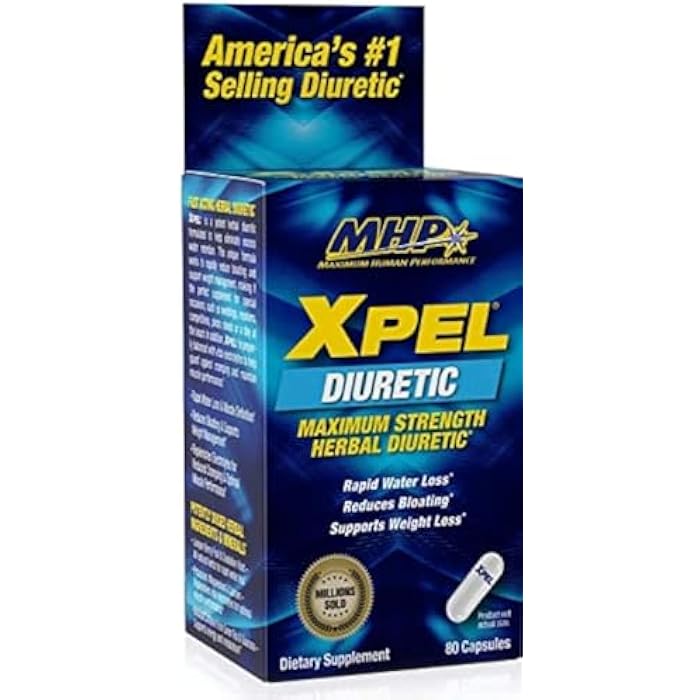 Maximum Human Performance MHP Xpel Dietary Supplement - Maximum Strength Diuretic, 80 Capsules - Image 1