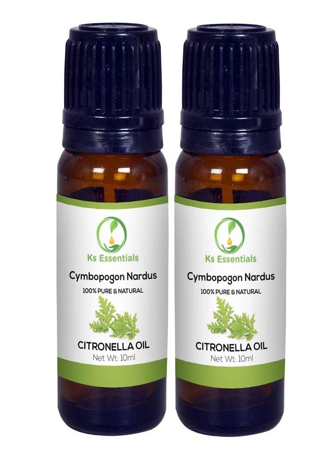 Ks Essentials 100% Pure Citronella Essential Oil Natural & Undiluted (Cymbopogon Nardus) (Pack of 2-10 Ml) - Image 1