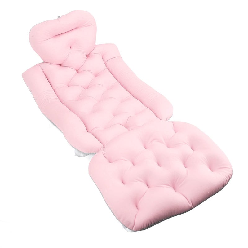 Full Body Bath Pillow Mat Extended Length Bathtub Cushion with Suction Cups Roseate - Image 4