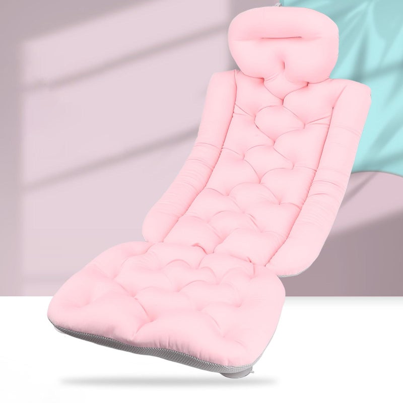 Full Body Bath Pillow Mat Extended Length Bathtub Cushion with Suction Cups Roseate - Image 3