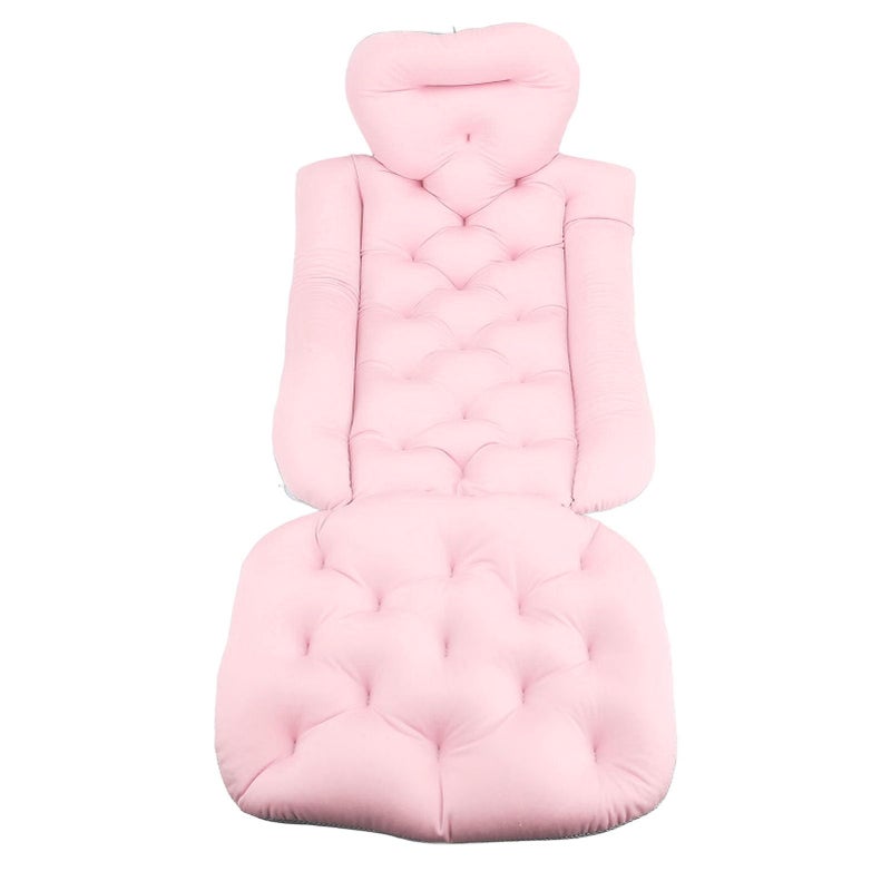 Full Body Bath Pillow Mat Extended Length Bathtub Cushion with Suction Cups Roseate - Image 2