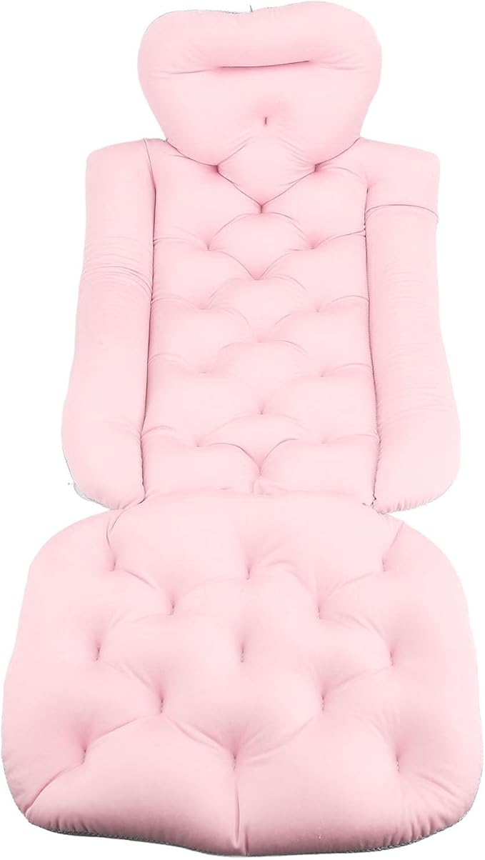Full Body Bath Pillow Mat Extended Length Bathtub Cushion with Suction Cups Roseate - Image 1
