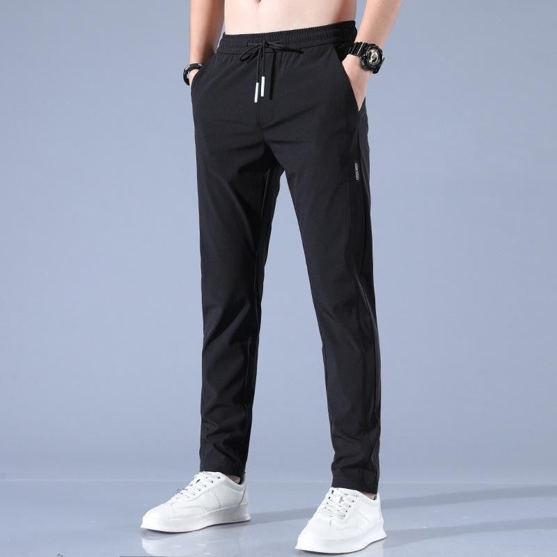 Mens Work Pants Mens Work Loose Wear-resistant Dirty Work Clothes Work Breathable Ice Silk Summer Work Pants 337 black trousers [sports style]