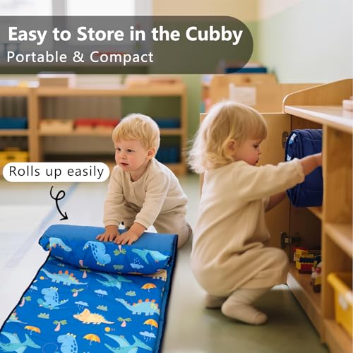 Primlect Toddler Nap Mat with Removable Pillow and Fleece Blanket Extra Large 55x35 Sleeping Bag Washable Light Easy to Roll up Perfect for Daycare Preschool Kindergarten Travel - Image 5