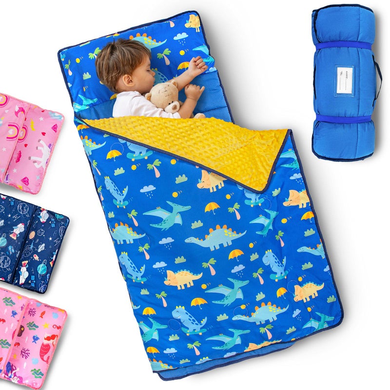 Primlect Toddler Nap Mat with Removable Pillow and Fleece Blanket Extra Large 55x35 Sleeping Bag Washable Light Easy to Roll up Perfect for Daycare Preschool Kindergarten Travel - Image 2