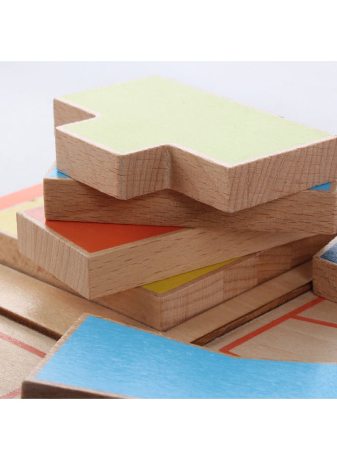 Early Childhood Education Educational Toys Square Splicing Learning Board Children's Graphic Cognitive Texture Touch Paired Learning Board-Color:HJL-Block Splicing Learning Board - Image 3