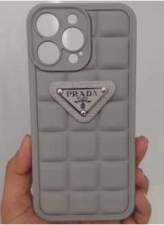 Prada iPhone 14 pro max Case with stylish Prada design Grey Colour