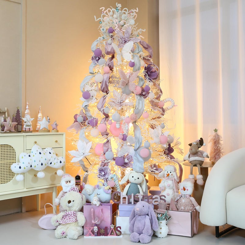 Sea Team 32-Pack Flocked Velvet Christmas Tree Ball Ornaments Set  Decorative Hanging Baubles  Shatterproof Plastic Decorations for Xmas Tree  Wreath  Garland  Multi-Sized  Babyblue - Image 5