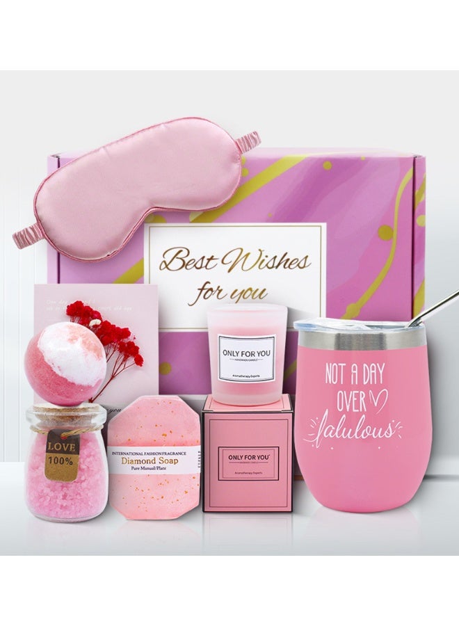 HOMESTAR Spa Gift Set for Women, 7 PCS Bath Gift Set include Vacuum cup,Bath salt,Handmade soap,Scented candles,Bath bomb,Card,Eye mask in Gift Box,  Relaxing Spa Gift Set, Unique Birthday Gift Ideas for Mom, Wife, Sister, Best Friend - Image 2