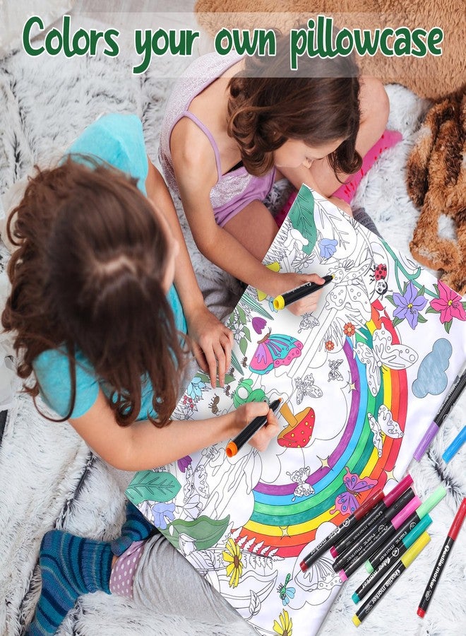 Mindsoft Coloring Craft Coloring Pillowcase Pillow Covers with 12 Pcs Markers Pens for Decoration Supplies Craft, 28.7 x 19.7 Inch (Butterfly) - Image 4