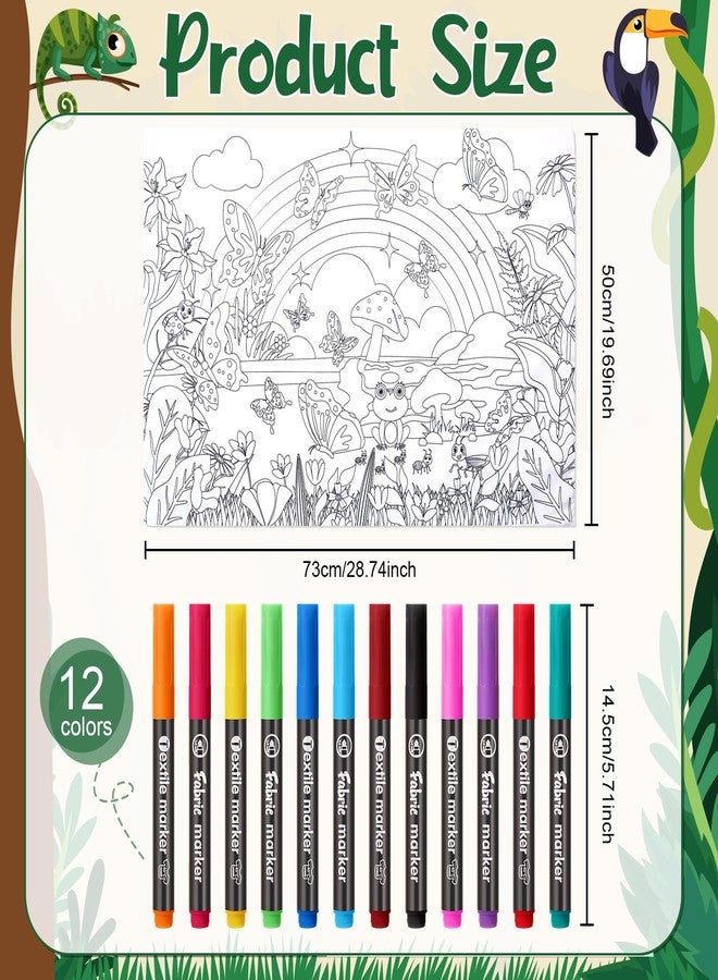 Mindsoft Coloring Craft Coloring Pillowcase Pillow Covers with 12 Pcs Markers Pens for Decoration Supplies Craft, 28.7 x 19.7 Inch (Butterfly) - Image 2