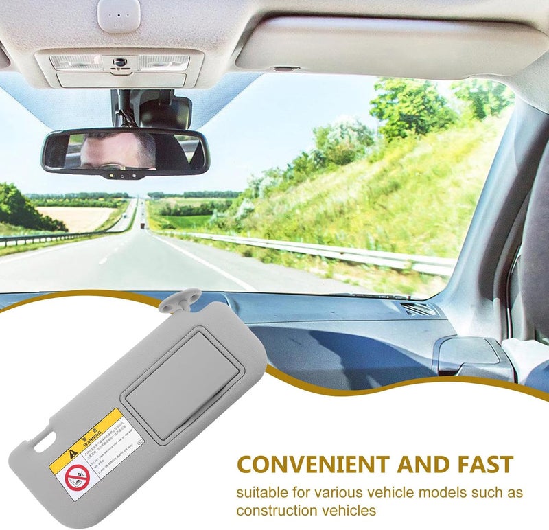 Right Passenger Side Sun Visor for Car with Vanity Mirror Gray Auto Sun Shade Accessory Compatible with Popular Sedan Models - Image 5
