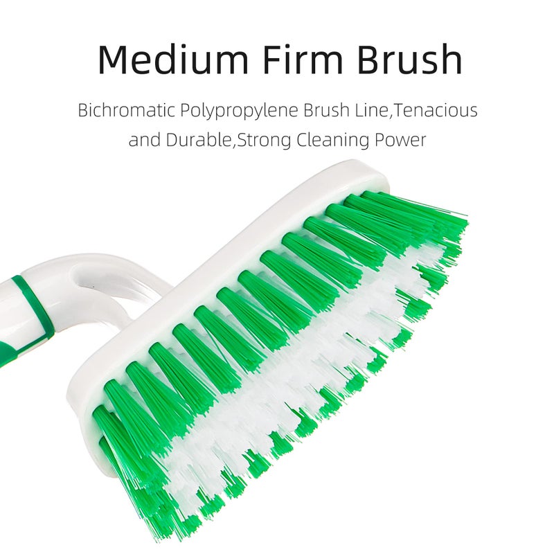 Songtaste 2-Pack Scrub Brush For Cleaning With Long Handle Medium Firm Brush Bathroom Cleaning Supplies And Bathtub Cleaner And Shower Cleaning Brush Multi-Scene Use For Kitchen Or Carpet Brush White&Green - Image 4