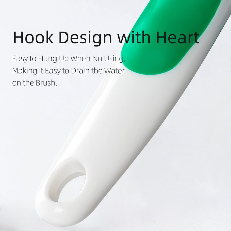 Songtaste 2-Pack Scrub Brush For Cleaning With Long Handle Medium Firm Brush Bathroom Cleaning Supplies And Bathtub Cleaner And Shower Cleaning Brush Multi-Scene Use For Kitchen Or Carpet Brush White&Green - Image 5