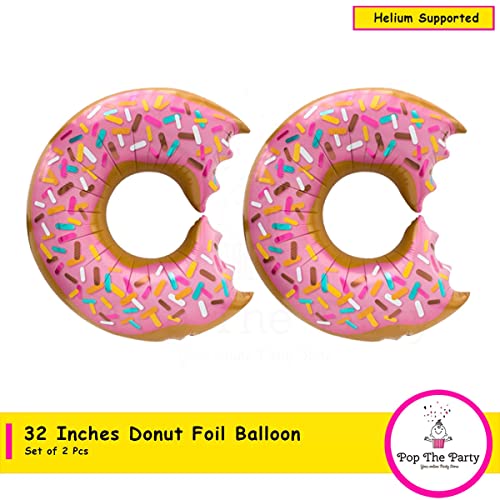 Pop The Party Donut Balloons Mini Sprinkle Pink Mylar Balloon for Baby Shower Birthday Party Decoration Theme Party Supplies (Pack Of 2 Donut) - Image 2