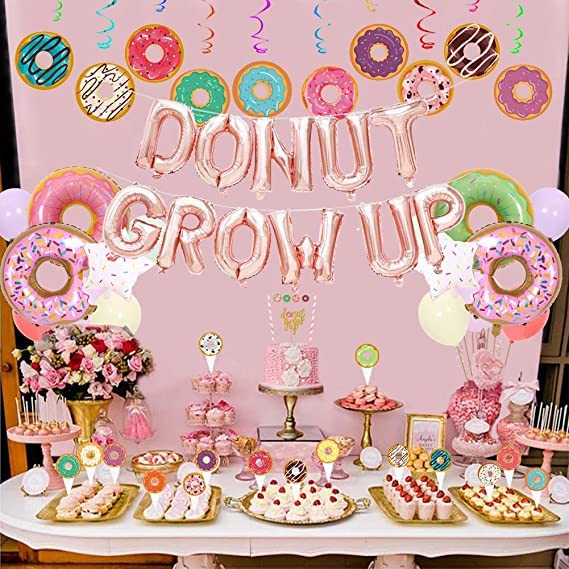 Pop The Party Donut Balloons Mini Sprinkle Pink Mylar Balloon for Baby Shower Birthday Party Decoration Theme Party Supplies (Pack Of 2 Donut) - Image 3